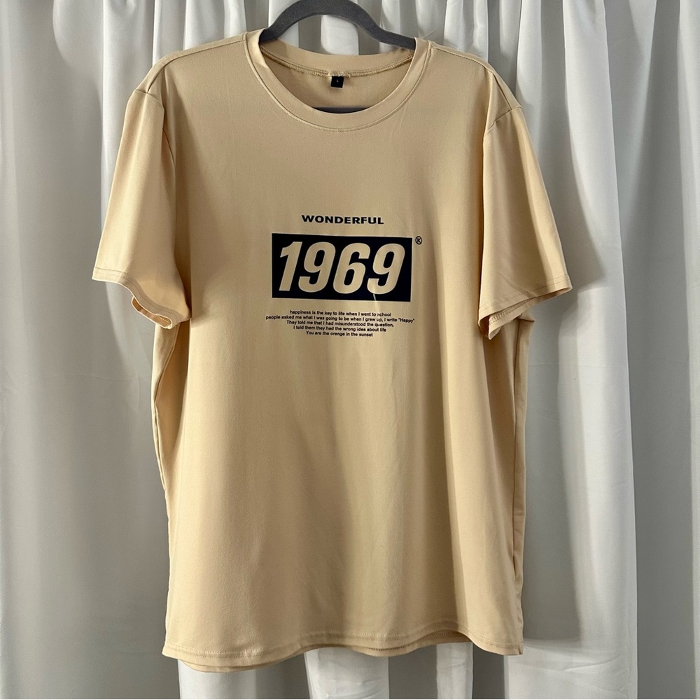 SHEIN Tan Graphic 1969 Tee